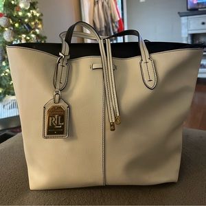 Ralph Lauren White Leather Tote